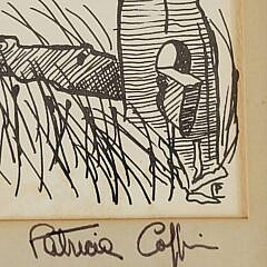 Vintage Patricia Pat Coffin Pen & Ink Nantucket Fence Drawing