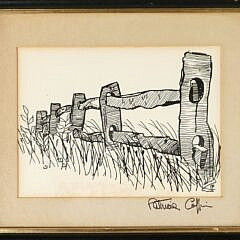 Vintage Patricia Pat Coffin Pen & Ink Nantucket Fence Drawing
