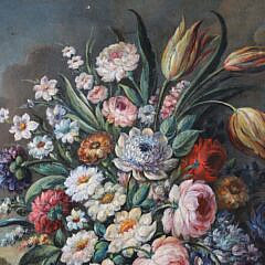 Dutch School Oil on Canvas “Flower Filled Vase”, 17th Century