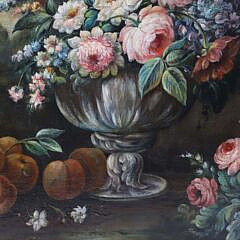 Dutch School Oil on Canvas “Flower Filled Vase”, 17th Century