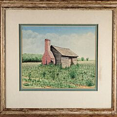 Edward G. Carson (1920-2004) Watercolor “Virginia Smokehouse”