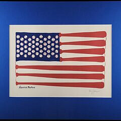 Vintage Woody Jackson “America’s Pastime” Patriotic Baseball Serigraph Print