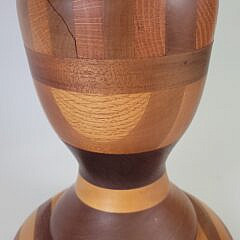 Vintage Folk Art Multiwood Inlaid Table Lamp