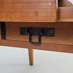 Vintage Metal Strapped Cherrywood Bench End Table
