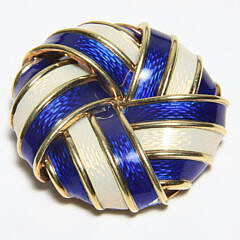 Tiffany & Co. 18k Gold, Blue, and White Enamel Brooch Attributed to Jean Schlumberger