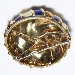 Tiffany & Co. 18k Gold, Blue, and White Enamel Brooch Attributed to Jean Schlumberger