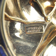 Tiffany & Co. 18k Gold, Blue, and White Enamel Brooch Attributed to Jean Schlumberger