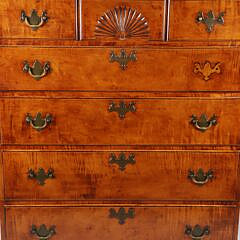 Labeled Eldred Wheeler Tiger Maple Chippendale Style Tall Chest