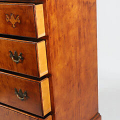 Labeled Eldred Wheeler Tiger Maple Chippendale Style Tall Chest