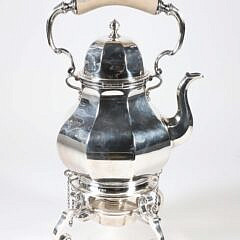Edwardian Sterling Silver Tea Kettle on Lampstand Daniel & John Welby, London 1905