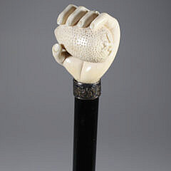 18-7000 19th Century Clenched Fist Walking Stick A 4858 JPG