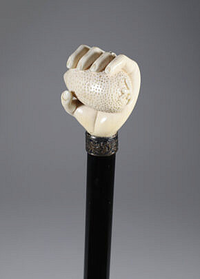 18-7000 19th Century Clenched Fist Walking Stick A 4858 JPG
