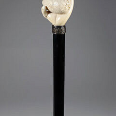 Whaler Made Clenched Fist Holding a Strawberry Walking Stick, 19th Century