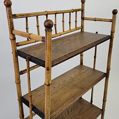 Antique Aesthetic Movement Bamboo and Oak Etagere Bookshelf