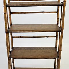 Antique Aesthetic Movement Bamboo and Oak Etagere Bookshelf
