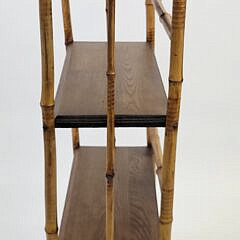 Antique Aesthetic Movement Bamboo and Oak Etagere Bookshelf