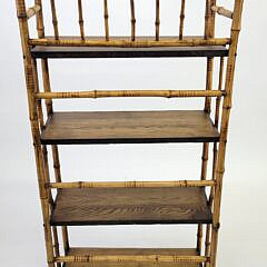 Antique Aesthetic Movement Bamboo and Oak Etagere Bookshelf