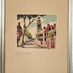 Doris and Richard Beer Miniature Nantucket Watercolor “Orange Street”