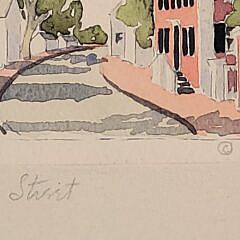 Doris and Richard Beer Miniature Nantucket Watercolor “Orange Street”