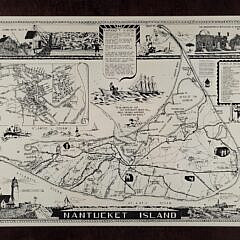Scarce Mid Century Nantucket Island Pictorial Map
