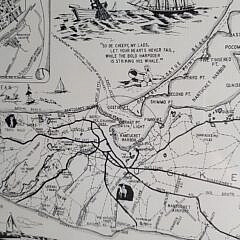 Scarce Mid Century Nantucket Island Pictorial Map