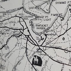 Scarce Mid Century Nantucket Island Pictorial Map