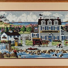 Vintage Charles Wysocki Nantucket Breeze Pictorial Needlepoint
