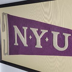 Vintage Framed 1920s New York University NYU Pennant Flag
