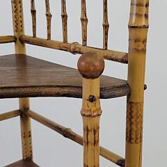 Antique Aesthetic Movement Bamboo and Oak Etagere Corner Bookshelf