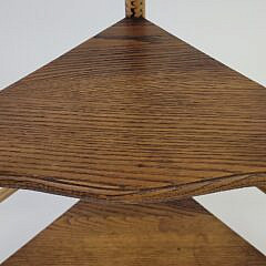 Antique Aesthetic Movement Bamboo and Oak Etagere Corner Bookshelf