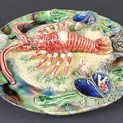 Antique Portuguese Palissy Ware Majolica Lobster Plate