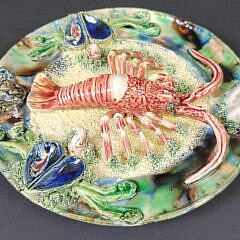 Antique Portuguese Palissy Ware Majolica Lobster Plate