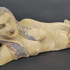 Vintage Carved and Painted Bathing Mermaid Full Body Sculpture, 20th century