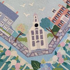 Large Vintage Claire Murray Nantucket Landmarks Hooked Rug, 20th century