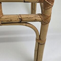 Pair of Vintage Bamboo and Rattan Glass Top Table End Tables, 20th century