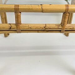 Pair of Vintage Bamboo and Rattan Glass Top Table End Tables, 20th century