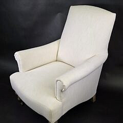 Restoration Hardware French Style Upholstered White Linen Reading Club Chair
