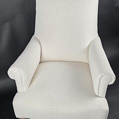 Restoration Hardware French Style Upholstered White Linen Reading Club Chair