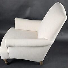 Restoration Hardware French Style Upholstered White Linen Reading Club Chair