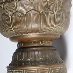 Asian Bronze Lotus Pedestal Bowl, 19th / 20th Century