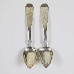 Two Nantucket Coin Silver Teaspoons by J. Easton