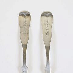 Two Nantucket Coin Silver Teaspoons by J. Easton 2nd, 19th Century