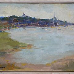 David Lazarus Oil on Canvas “Nantucket Town From Monomoy”