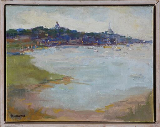 David Lazarus (British b. 1952) Oil on Canvas "Nantucket Town From Monomoy"