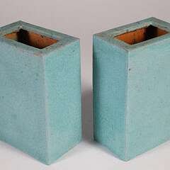 Pair of Chinese Export Aqua Green Crackle-Glazed Flower Vases