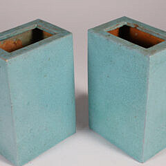 Pair of Chinese Export Aqua Green Crackle-Glazed “Brick” Flower Vases