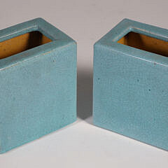 Pair of Chinese Export Aqua Blue-Green Crackle-Glazed Flower Vases