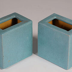 Pair of Chinese Export Aqua Blue-Green Crackle-Glazed Flower Vases