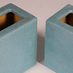 Pair of Chinese Export Aqua Blue-Green Crackle-Glazed Flower Vases