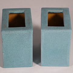 Pair of Chinese Export Aqua Blue-Green Crackle-Glazed Flower Vases